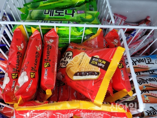 한 편의점에서 판매 중인 빙그레 아이스크림 제품들. (사진=박성은 기자)