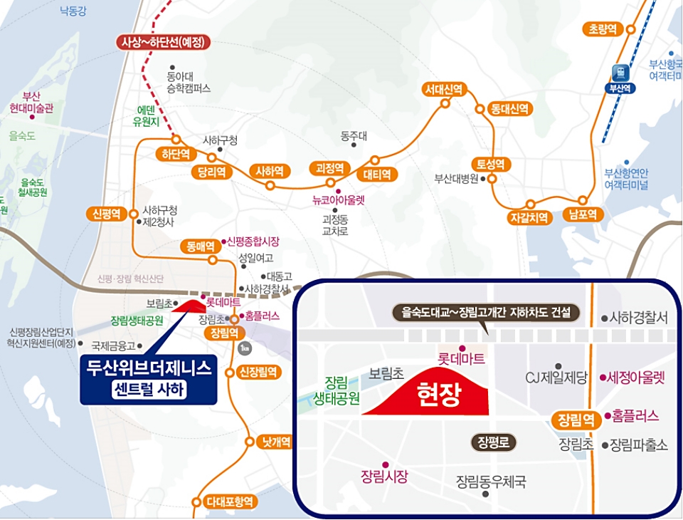 두산위브더제니스 센트럴 사하 위치도. (자료=두산건설)