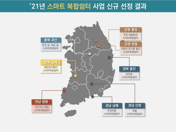 올해 스마트 복합쉼터 사업 신규 선정 결과. (자료=국토부)