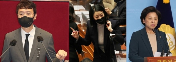 왼쪽부터 국민의힘 김웅·배현진 의원과 남인순 더불어민주당 의원 (사진=연합뉴스)