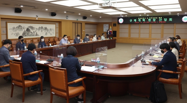 대전시와 국무조정실은 29일 오후 2시 대전시청 5층 대회의실에서 규제개혁 현장간담회를 개최했다. (사진=대전시)
